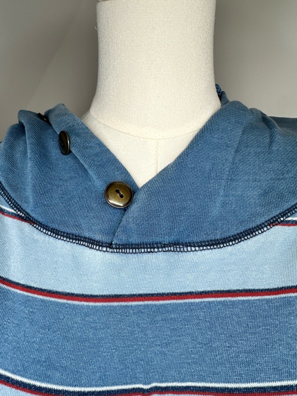 FREE PEOPLE Striped Button Neck Hoodie w/ pockets, women’s size XS - Picture 2 of 8